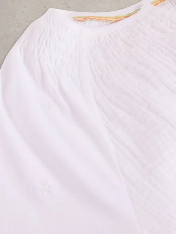 LUELLA NOTCH NECK TOP in BRILLIANT WHITE<White Stuff Hot
