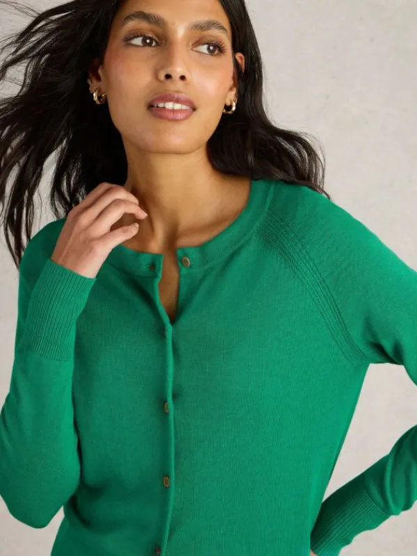 LULU CREW NECK CARDI in BRIGHT GREEN<White Stuff Online