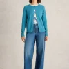 LULU CREW NECK CARDI in MID BLUE<White Stuff Online