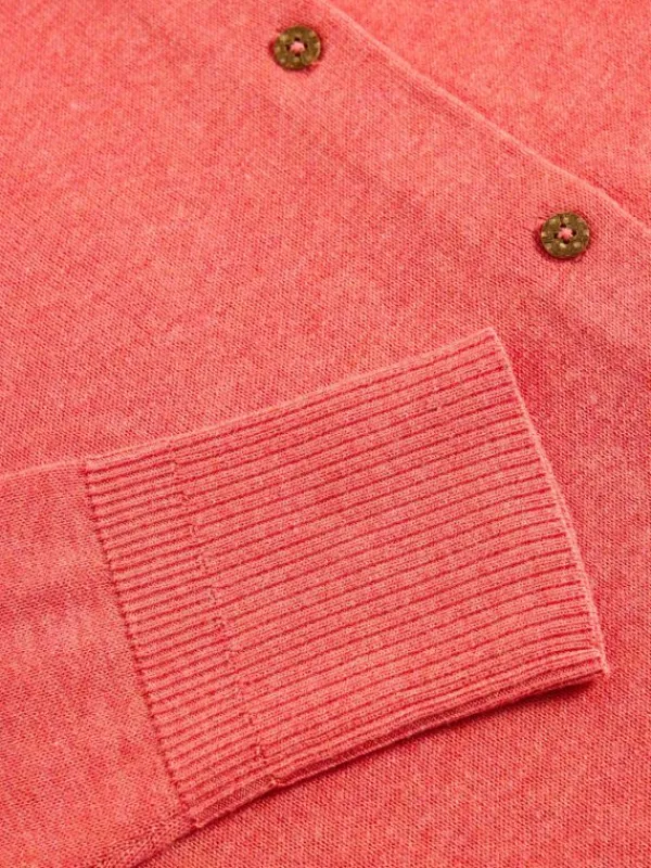 LULU CREW NECK CARDI in MID CORAL<White Stuff Outlet