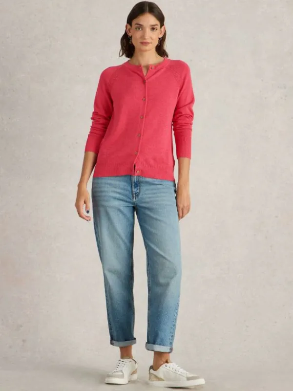 LULU CREW NECK CARDI in MID PINK<White Stuff Outlet