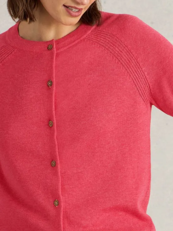 LULU CREW NECK CARDI in MID PINK<White Stuff Outlet