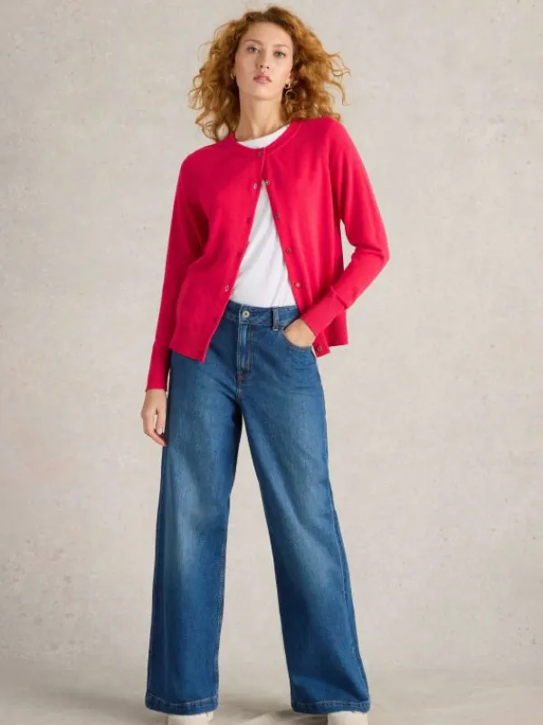 LULU LONG SLEEVE CARDI in BRIGHT PINK<White Stuff Hot