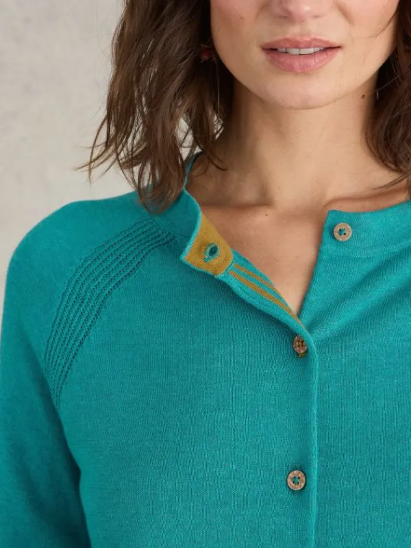LULU LONG SLEEVE CREW NECK CARDI in BRIGHT BLUE<White Stuff Discount