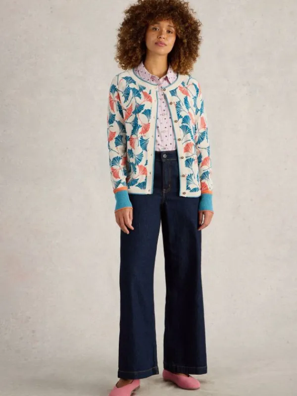 LULU PRINTED CARDI in NATURAL PRINT<White Stuff Clearance