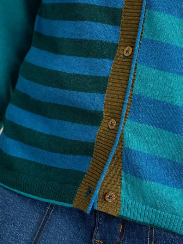 LULU STRIPED CREW NECK CARDI in BLUE MULTI<White Stuff Hot
