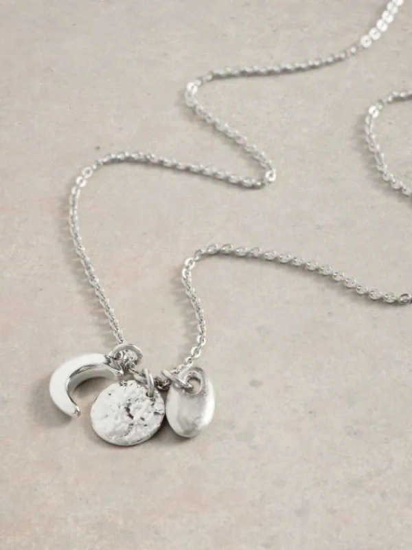 Luna Earring and Necklace Set in SILVER TONE METALLIC<White Stuff Sale