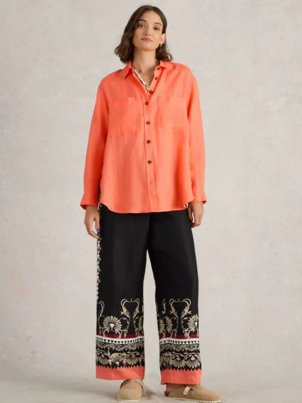 Lydia Linen Shirt in BRIGHT ORANGE<White Stuff Best