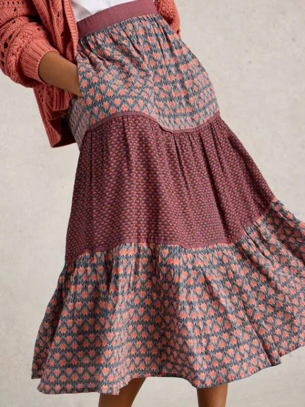 Mabel Mixed Printed Skirt in NAVY MULTI<White Stuff Best