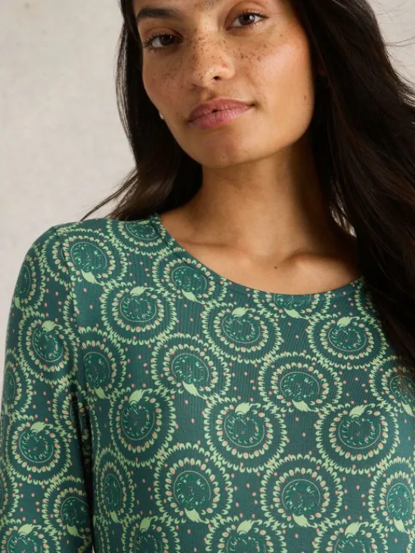 Madeline Jersey Midi Dress in TEAL PRINT<White Stuff Outlet