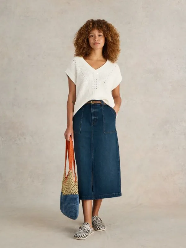 Maren Denim Midi Skirt in MID DENIM<White Stuff Best