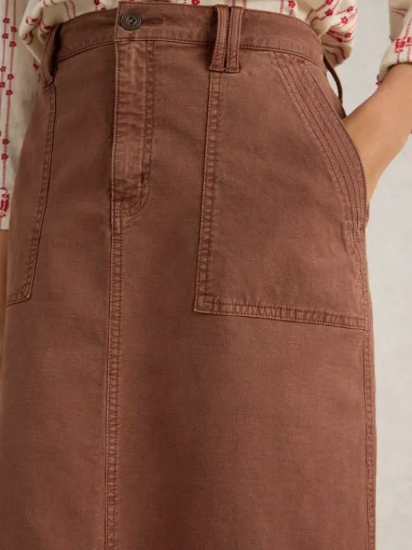 Maren Mid Length Skirt in DARK TAN<White Stuff Discount