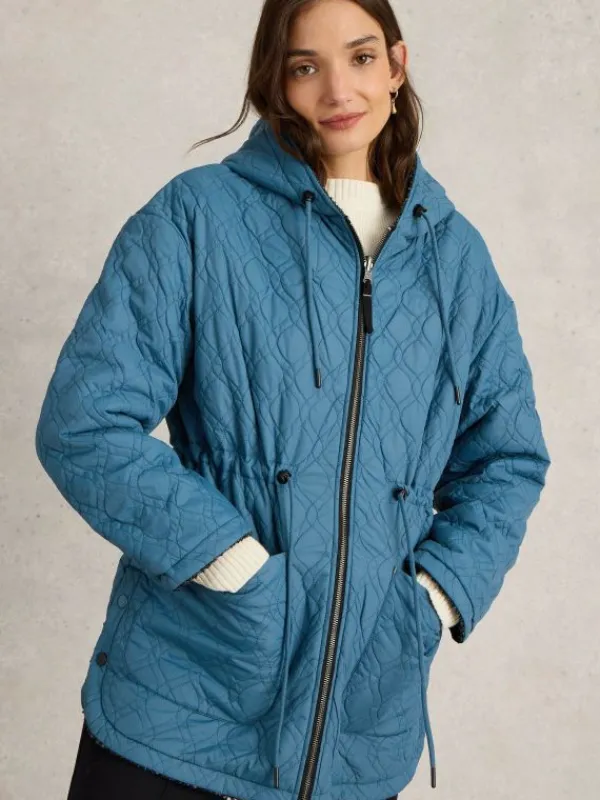 Mariella Reversible Coat in BLUE MULTI<White Stuff Sale