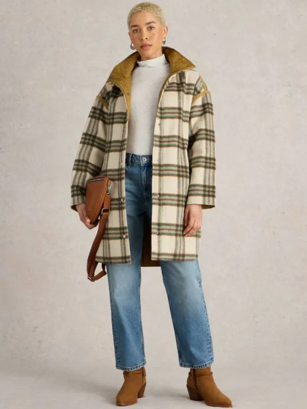 Marlowe Reversible Check Coat in IVORY MULTI<White Stuff Fashion
