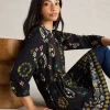 MARTA PRINTED COTTON TUNIC in BLACK PRINT<White Stuff Discount