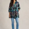 MARTA V NECK TUNIC in NAVY PRINT<White Stuff Hot