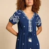 Mauve Embroidered Dress in DUSTY BLUE<White Stuff Online