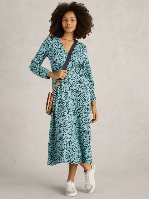 Megan Jersey Dress in NAVY PRINT<White Stuff Fashion