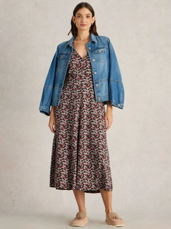 Megan Midi Dress Jersey in GREEN MULTI<White Stuff Sale