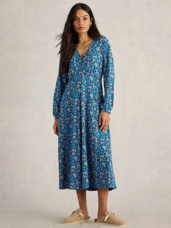 Megan Midi Jersey Dress in BLUE MULTI<White Stuff Sale