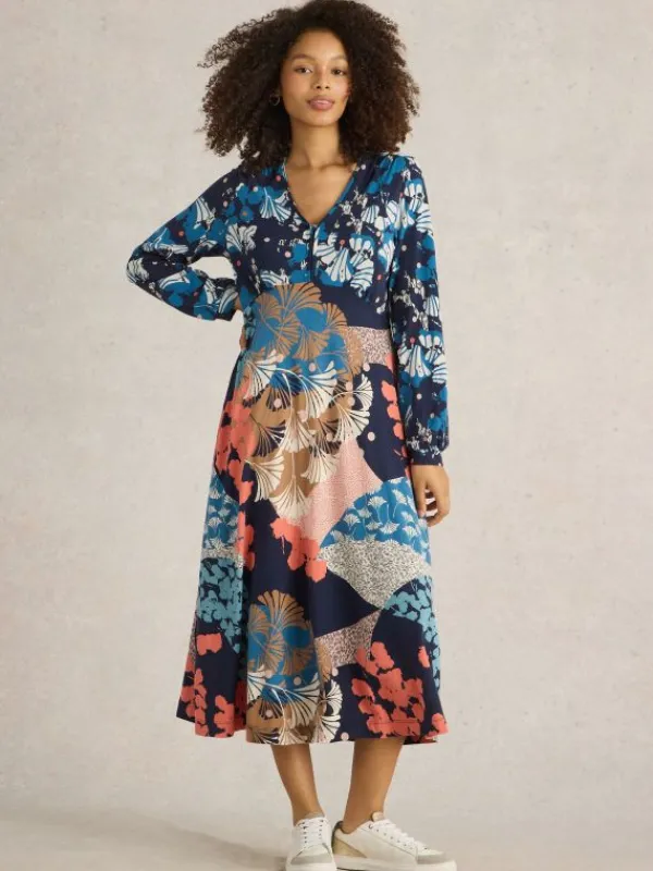 Megan Midi Jersey Dress in NAVY MULTI<White Stuff Discount