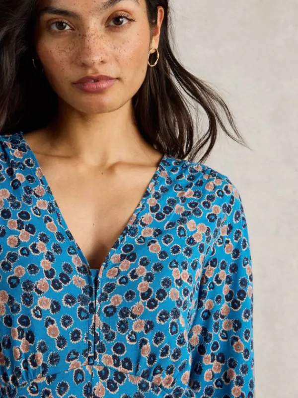 Megan Midi Jersey Dress in BLUE MULTI<White Stuff Sale