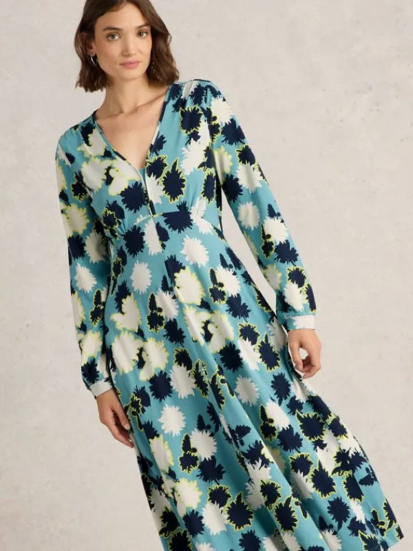 Megan Midi Jersey Dress in BLUE PRINT<White Stuff Clearance