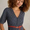 Megan V Neck Jersey Midi Dress in NAVY PRINT<White Stuff Clearance
