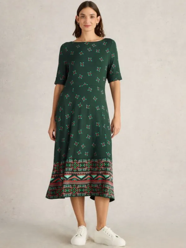 Millie Jersey Midi Dress in GREEN PRINT<White Stuff Best