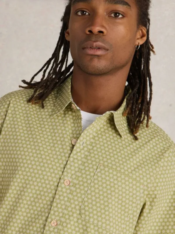 Mini Flower Printed Shirt in GREEN PRINT<White Stuff Online