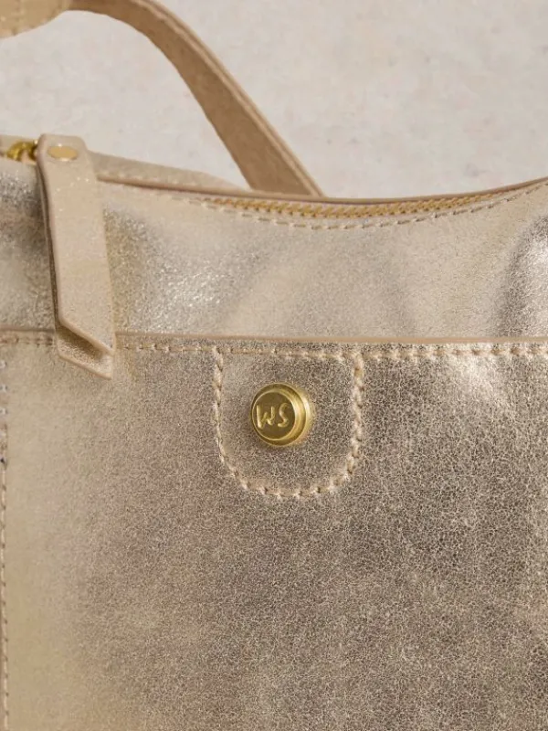 Mini Leather Fern Crossbody in GOLD TONE METALLIC<White Stuff Discount