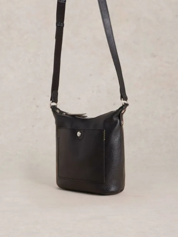Mini Leather Fern Crossbody in PURE BLACK<White Stuff Outlet