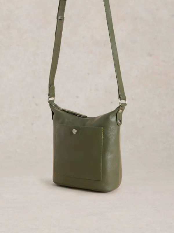 Mini Leather Fern Crossbody in KHAKI GREEN<White Stuff Discount