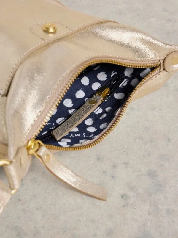 Mini Leather Fern Crossbody in GOLD TONE METALLIC<White Stuff Discount