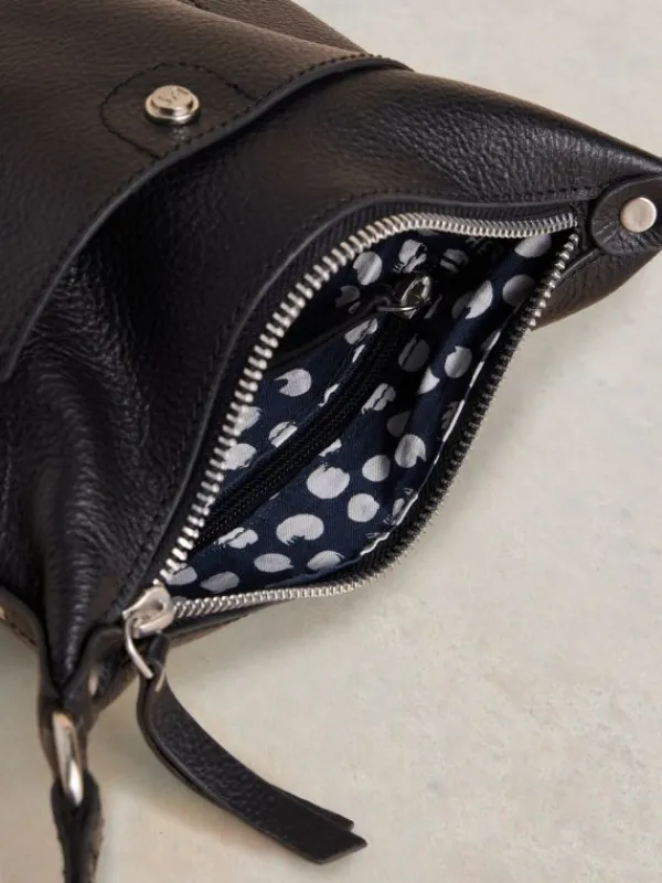 Mini Leather Fern Crossbody in PURE BLACK<White Stuff Outlet