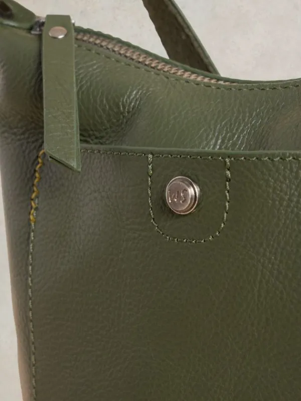 Mini Leather Fern Crossbody in KHAKI GREEN<White Stuff Discount