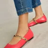 Minnie Strap Ballerina Leather in BRIGHT PINK<White Stuff Clearance