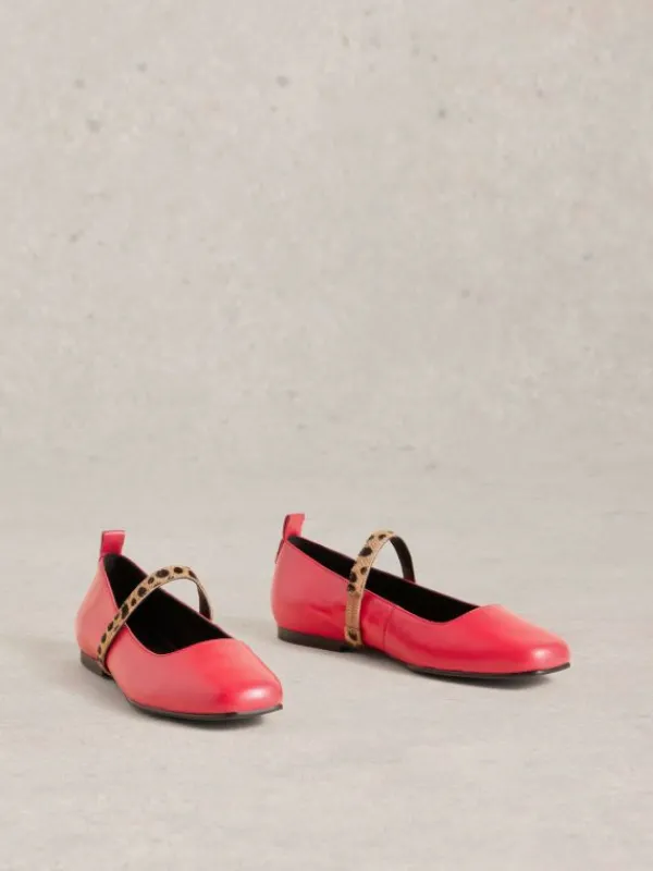 Minnie Strap Ballerina Leather in BRIGHT PINK<White Stuff Clearance