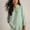 Misha Utility Shirt in LIGHT GREEN<White Stuff Clearance