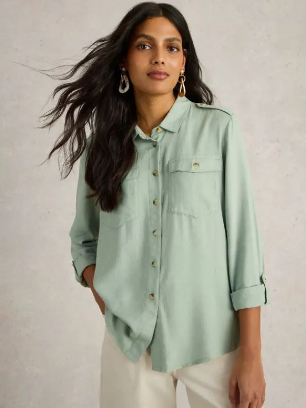 Misha Utility Shirt in LIGHT GREEN<White Stuff Clearance