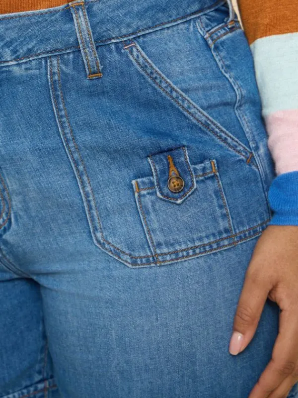 Mollie Combat Denim Shorts in MID DENIM<White Stuff Online