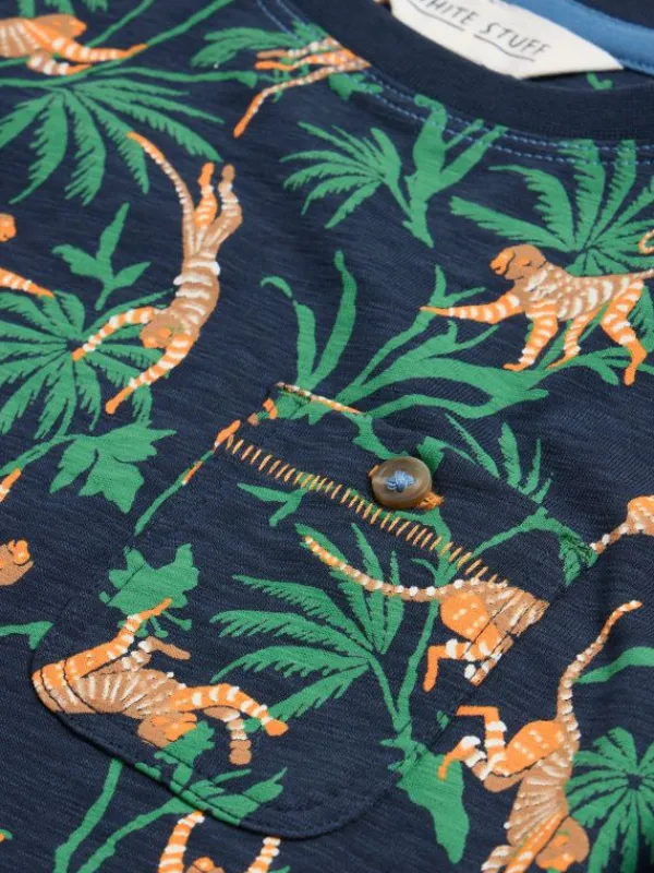 Monkey Print SS Tee in NAVY PRINT<White Stuff Fashion