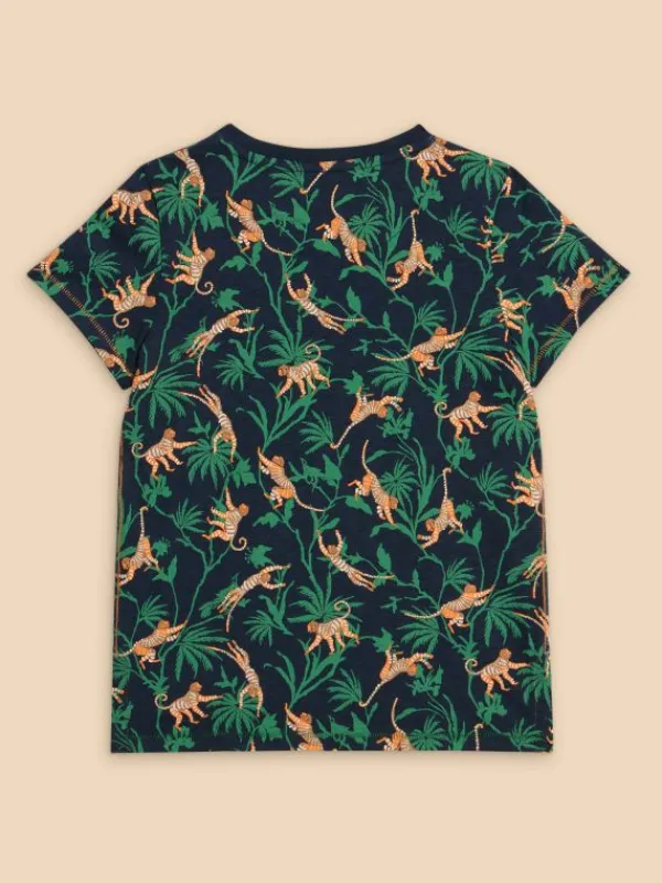 Monkey Print SS Tee in NAVY PRINT<White Stuff Fashion