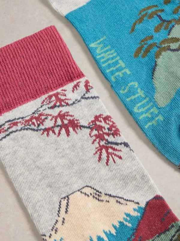 Mountain Scenic Ankle Sock in TEAL MULTI<White Stuff Discount