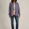 Moxley Brushed Long Sleeve Check Shirt in BLUE MULTI<White Stuff Sale