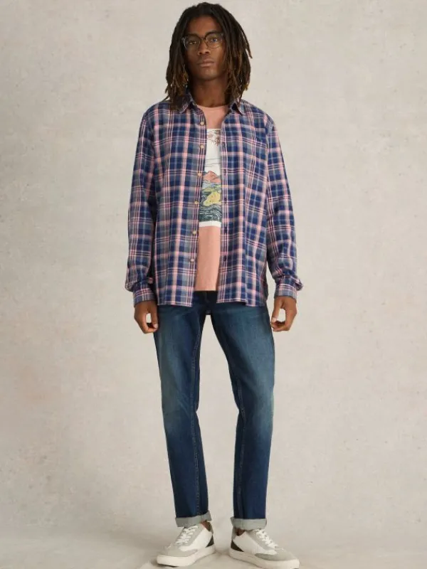 Moxley Brushed Long Sleeve Check Shirt in BLUE MULTI<White Stuff Sale