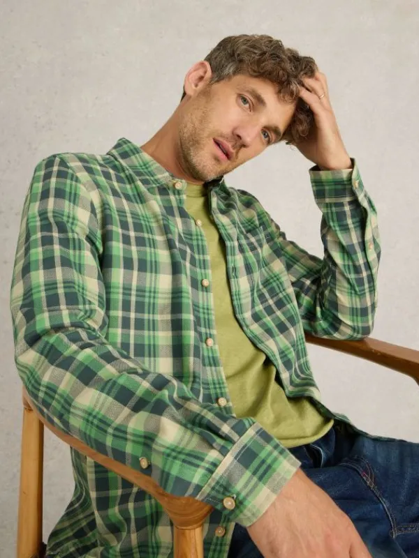 Moxley Brushed Long Sleeve Check Shirt in GREEN MULTI<White Stuff Hot