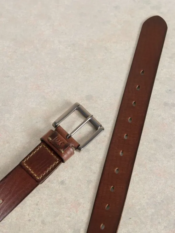 Multi Punch Leather Belt in MID BROWN<White Stuff New