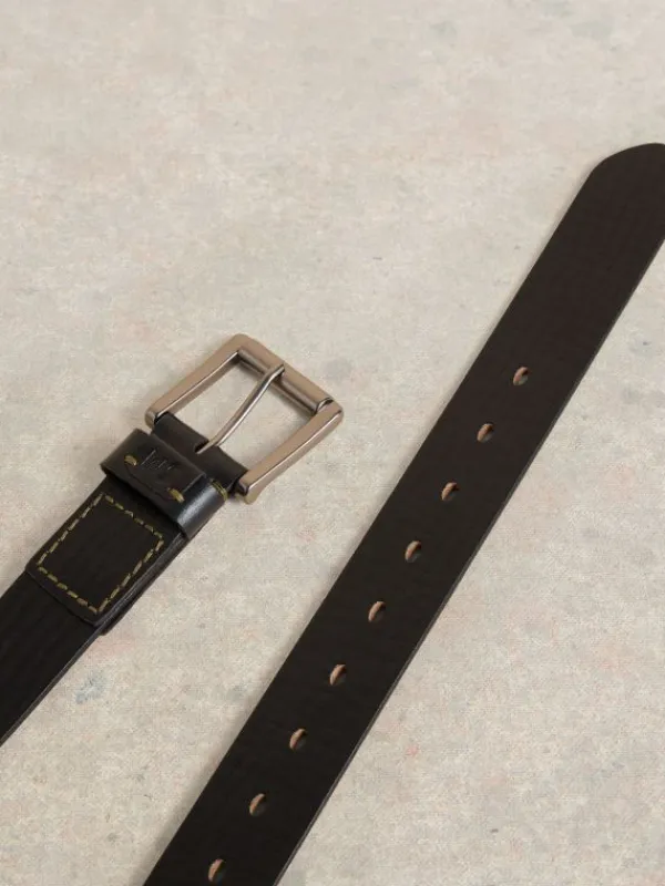Multi Punch Leather Belt in PURE BLACK<White Stuff Fashion