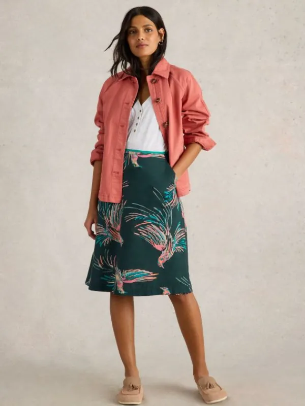 Nell Printed Reversible Skirt in GREEN MULTI<White Stuff Discount